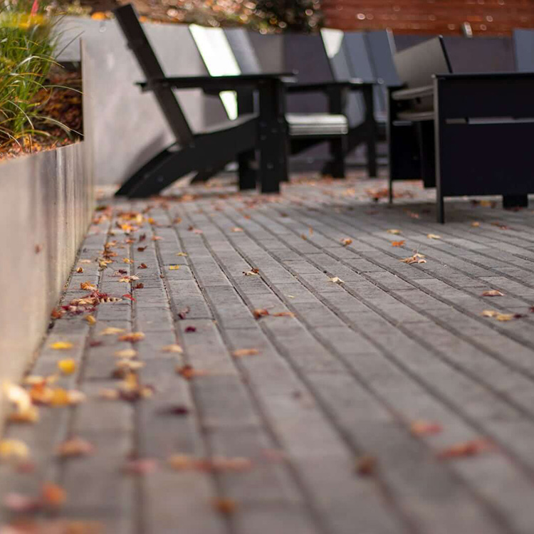 Paver patio with gray brick at Bark Boys